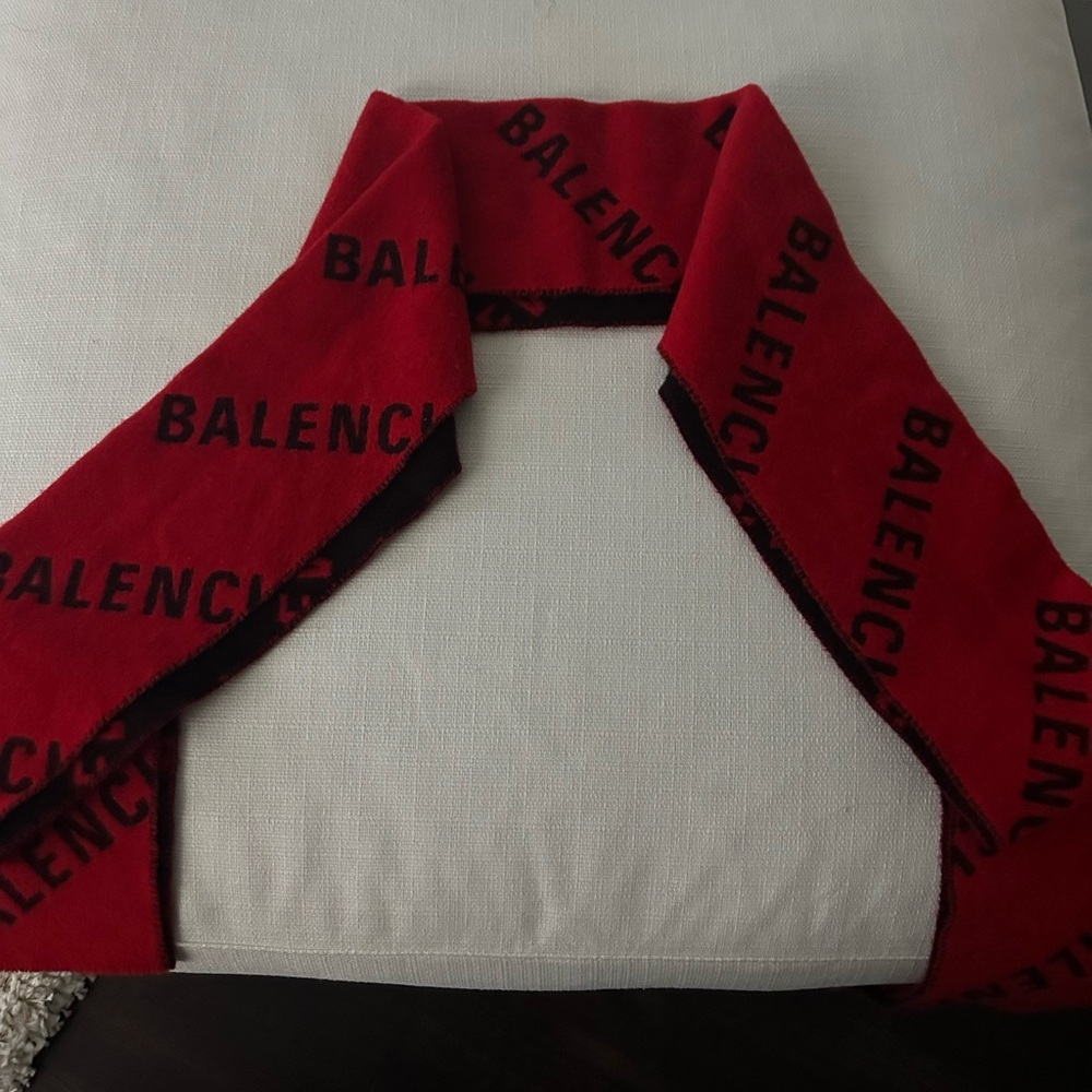 Balenciaga Bold Red and Black Logo Scarf